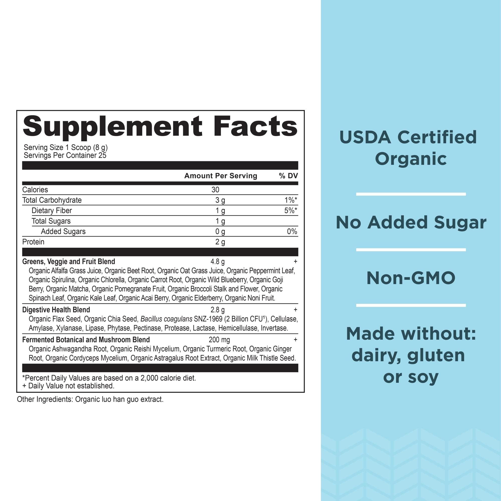 Ancient Nutrition Ancient Nutrition Organic SuperGreens Powder, 25 Servings + Multi Collagen Protein Powder, Unflavored, 45 Servings