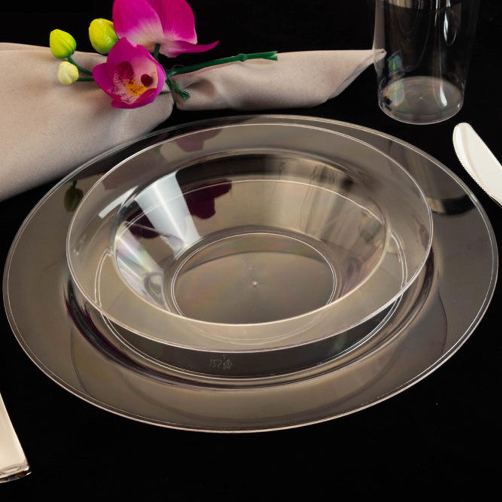 EcoQuality EcoQuality Disposable 9\" inch Round Clear Plastic Plates - Crystal Clear Design Party Plates, Heavy Duty Large Disposable Dinner Plates, Salad Plate, Weddings, Serveware (30)