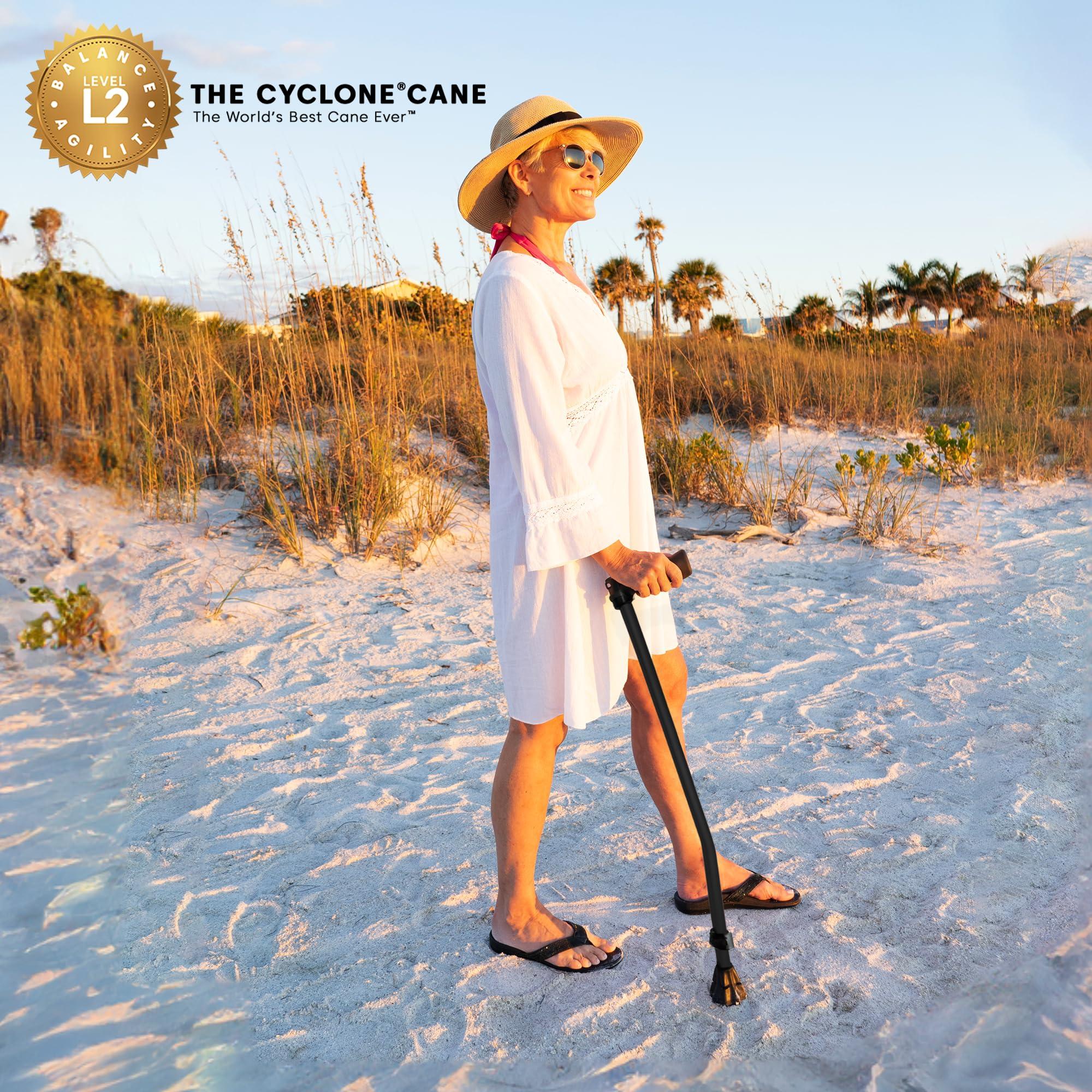 DynamoMe Dynamo Cyclone Cane Maximum Grip for Every Step. Designed for All-Day Comfort. Built to Keep You Steady and Safe. Stability You can Trust, Anywhere You go. (Black)