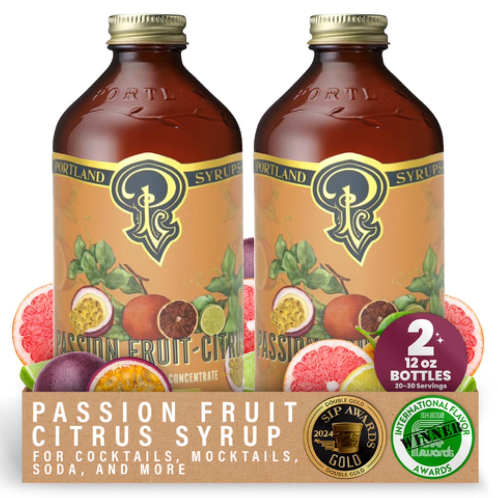 P Portland Syrups Portland Syrups Citrus-Passion Syrup - Craft Tropical Sensations for Cocktails, Mocktails, Soda, and More - 12 oz with 24 Servings (Pack of 2)