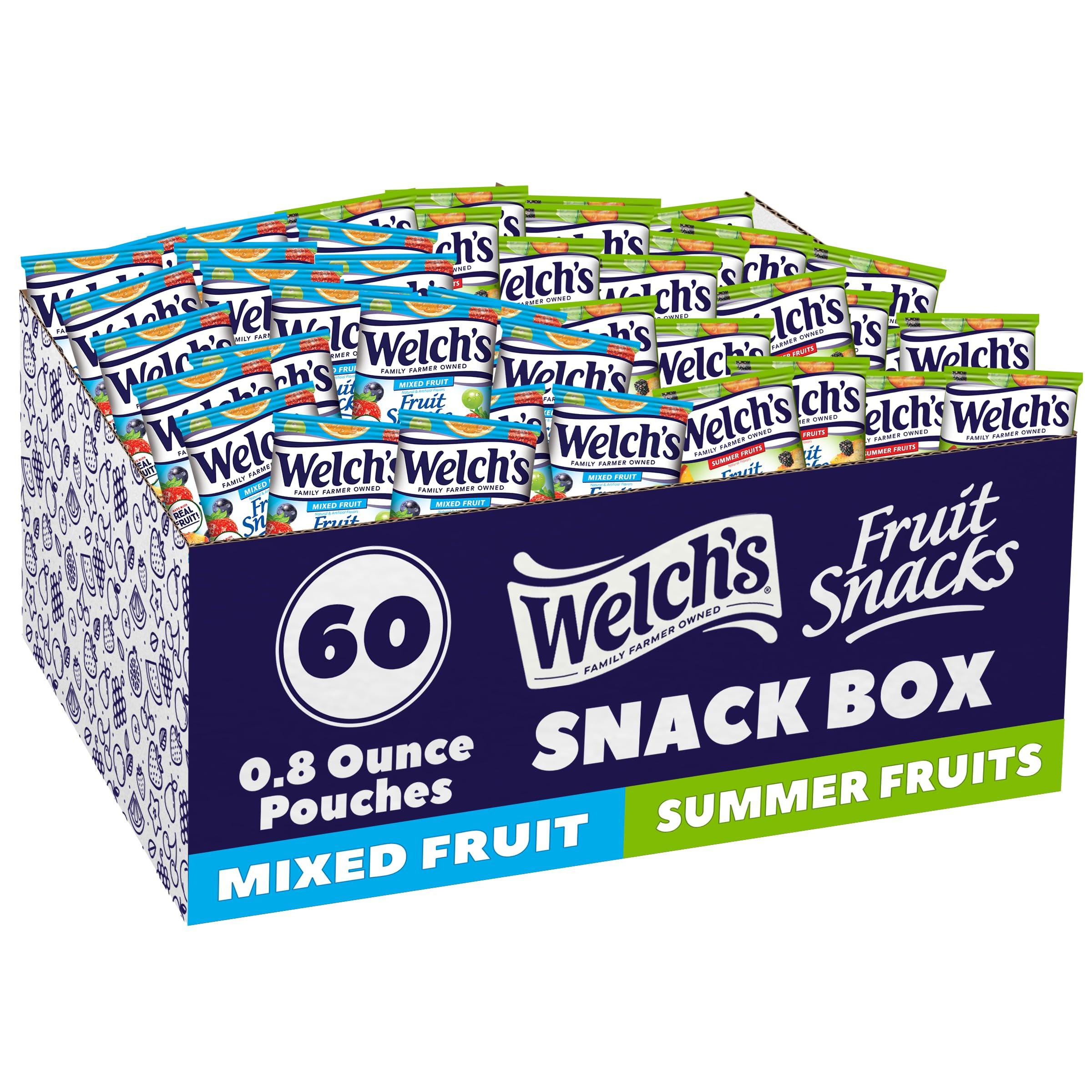 Welch’s Fruit Snacks Welch\'s Fruit Snacks, Mixed Fruit & Summer Fruits Variety Pack, Perfect for Valentine\'s Day, Bulk Pack, Gluten Free, Individual Single Serve Bags, 0.8 oz (Pack of 60)