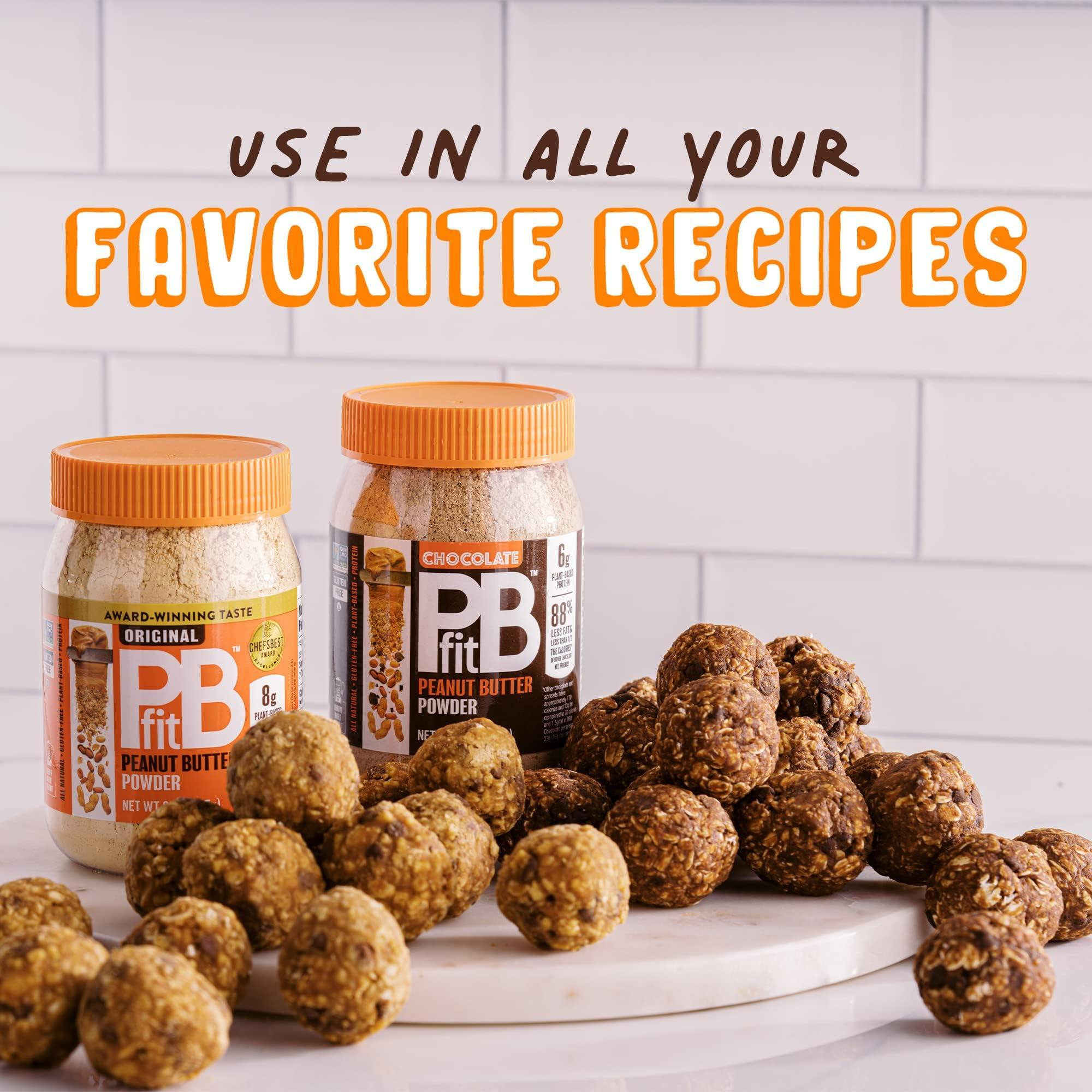 PBfit PBfit Peanut Butter Powder - Original & Chocolate - 87% Less Fat, Gluten Free All Natural Powdered Peanut Butter from Real Roasted Peanuts - 8 oz (Pack of 2)