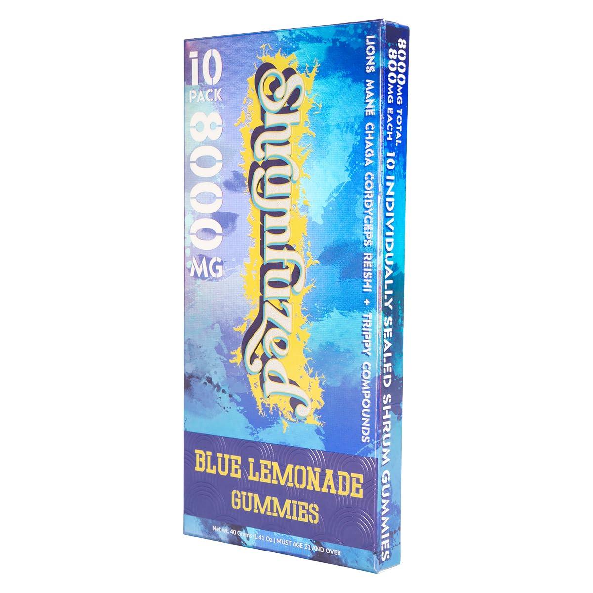 Shrumfuzed Shrumfuzed - Proprietary Nootropic Gummy 8000mg - Lion\'s Mane, Reishi, Chaga, and Cordycep Nootropic Tripee Mushroom Blend (10, Blue Lemonade)