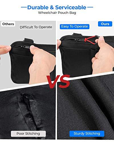 ISSYZONE Wheechair Drink Cup Holder with 5 Pockets Side Storage Bag, Ideal Gift for Your Family and Friends