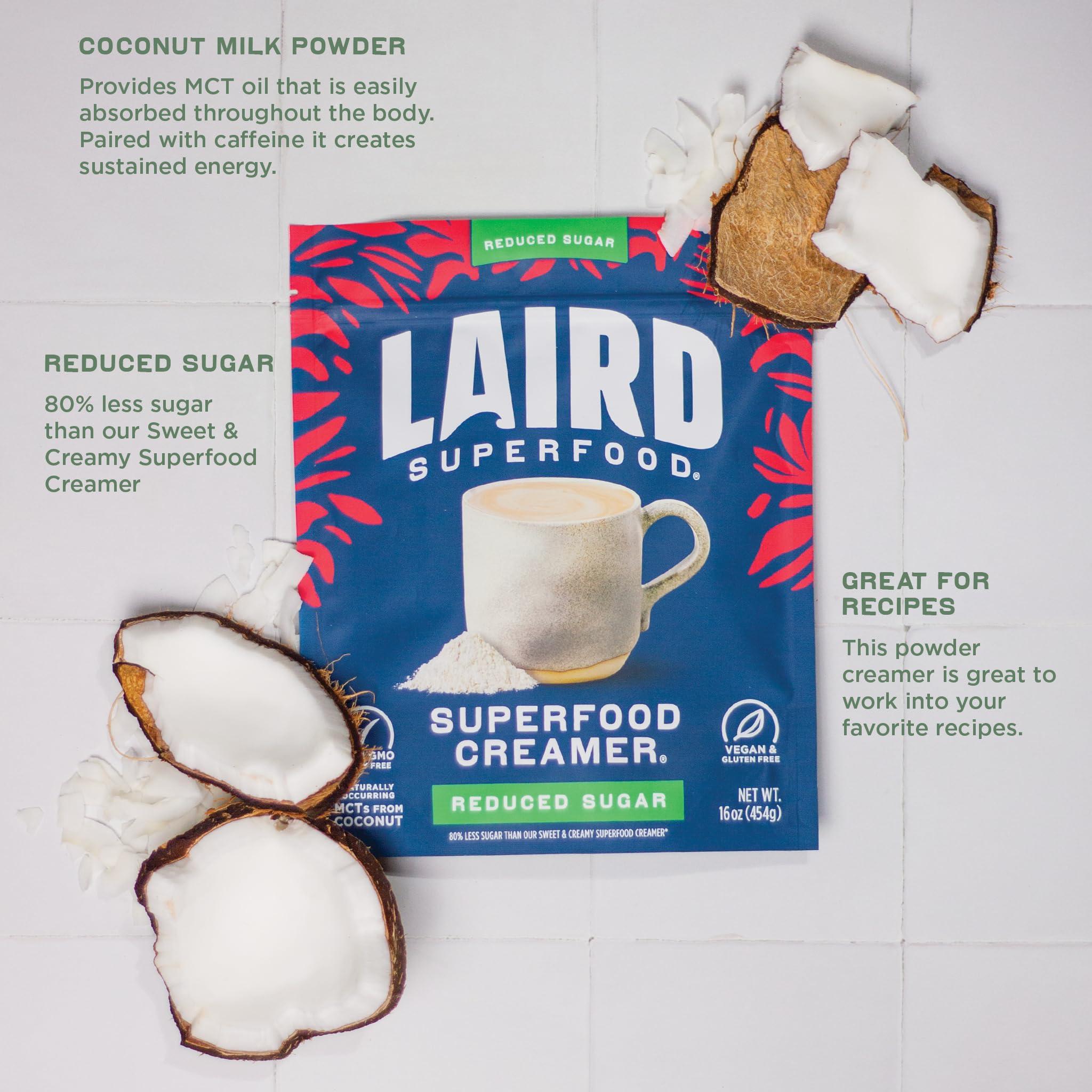 Laird Superfood Laird Superfood Non-Dairy Reduced Sugar Superfood Coconut Powder Coffee Creamer, Keto, No Sugar Added, Gluten Free, Non-GMO, Vegan, 8 oz. Bag, Pack of 1