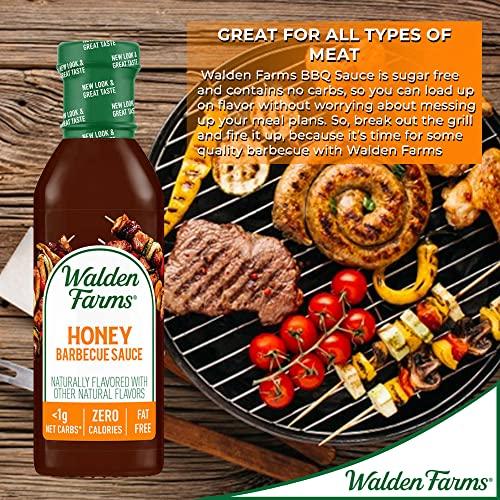 Walden Farms Walden Farms Sugar Free Honey BBQ Sauce, 12-oz. Gourmet Barbecue Grilling Marinade for Meat, Ribs, Pork, Chicken, and Steak, No Carb Keto Friendly, 2 Pack