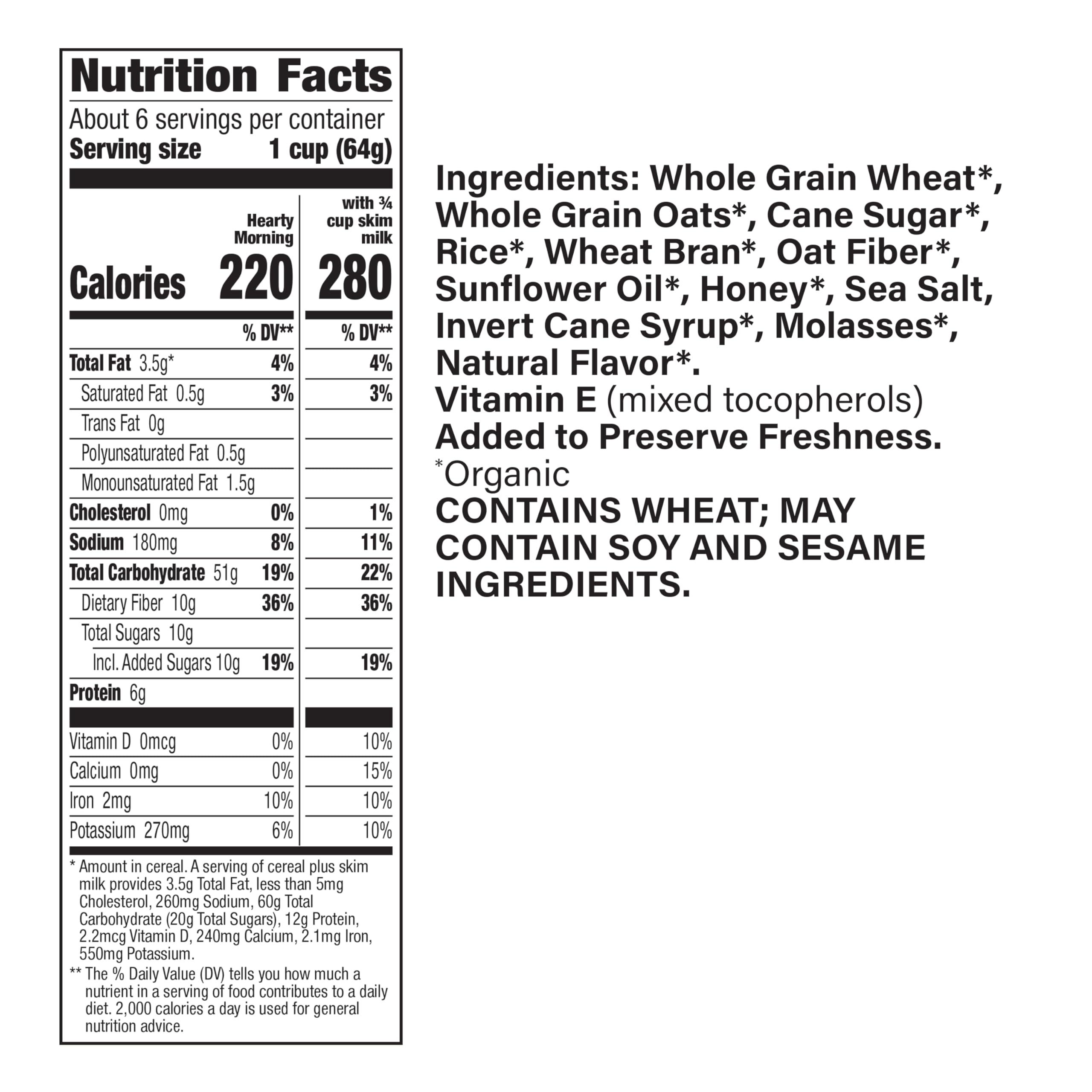 Cascadian Farm Cascadian Farm Organic Hearty Morning Fiber Cereal, Non-GMO, 14.6 oz.