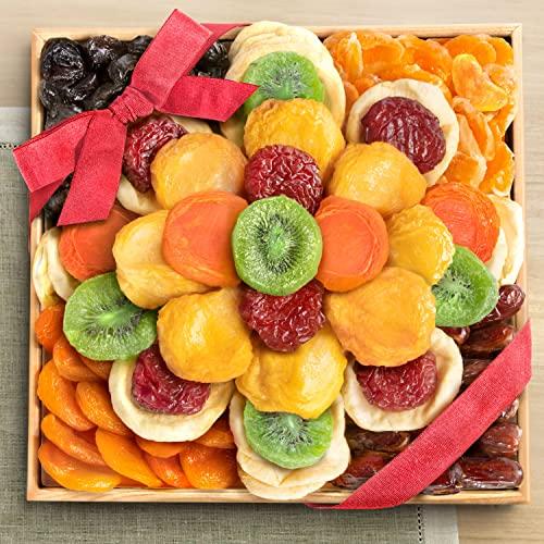 A Gift Inside A Gift Inside Sweet Bloom Dried Fruit Deluxe Tray Basket Arrangement for Holiday Birthday Healthy Snack Business Kosher