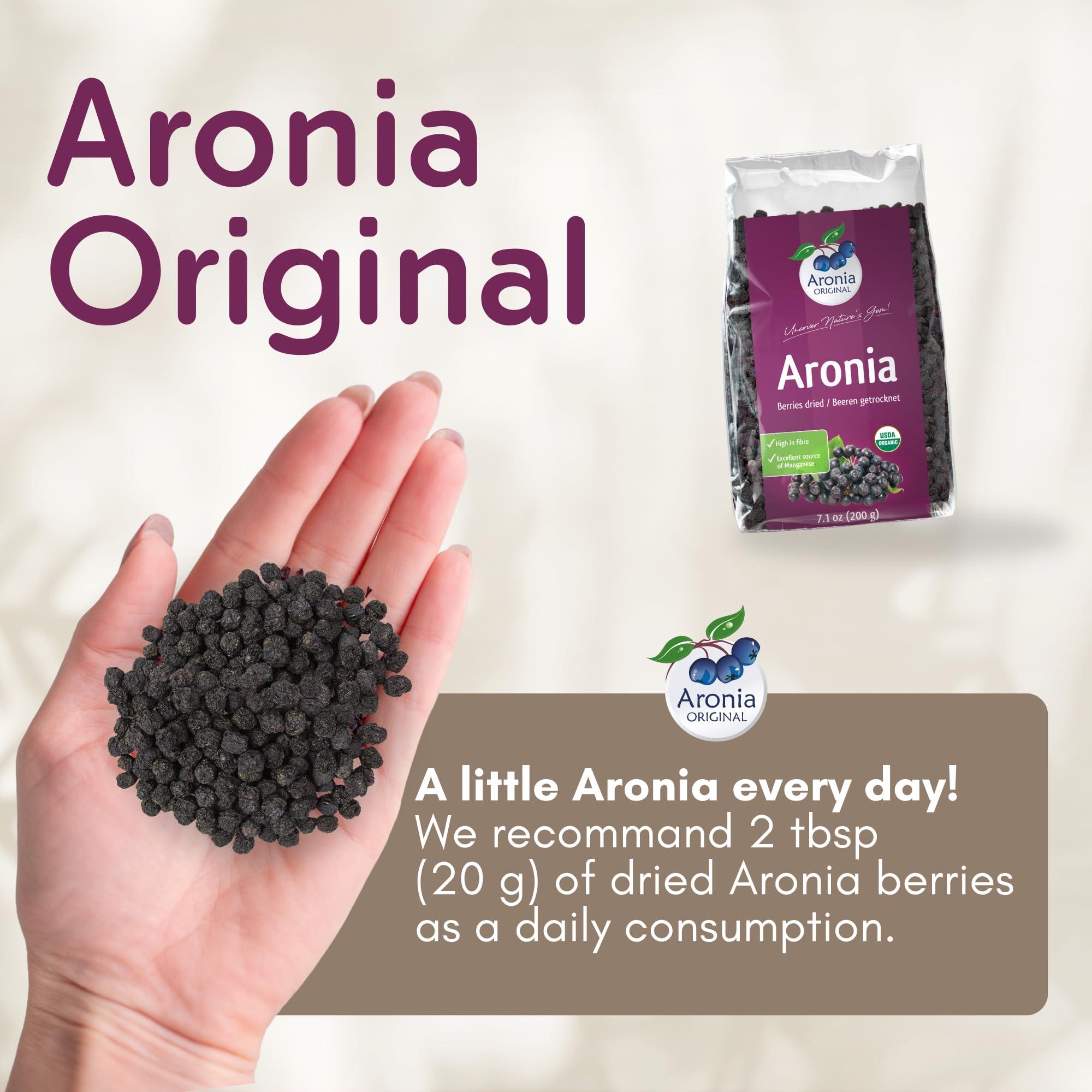 Aronia Original Aronia ORIGINAL Organic Dried Aronia Berries 7.1 oz (200 g) | Gently Dried Immediately After Harvest | No Added Sugar, No Sulfites, No Additives | Vegan, Non-GMO Aronia Berry (Black Chokeberry)