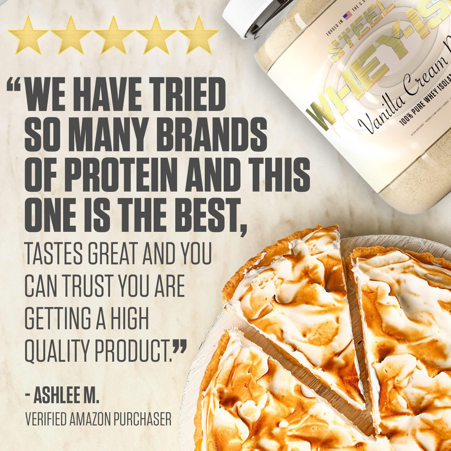 Steel Supplements Steel Supplements Whey-Iso | Whey Isolate Protein Powder | Fast Absorbing | Lean Muscle Growth | Easy Digestion | Gluten Free | Low Carb | 25 Serving (Vanilla Cream Pie)