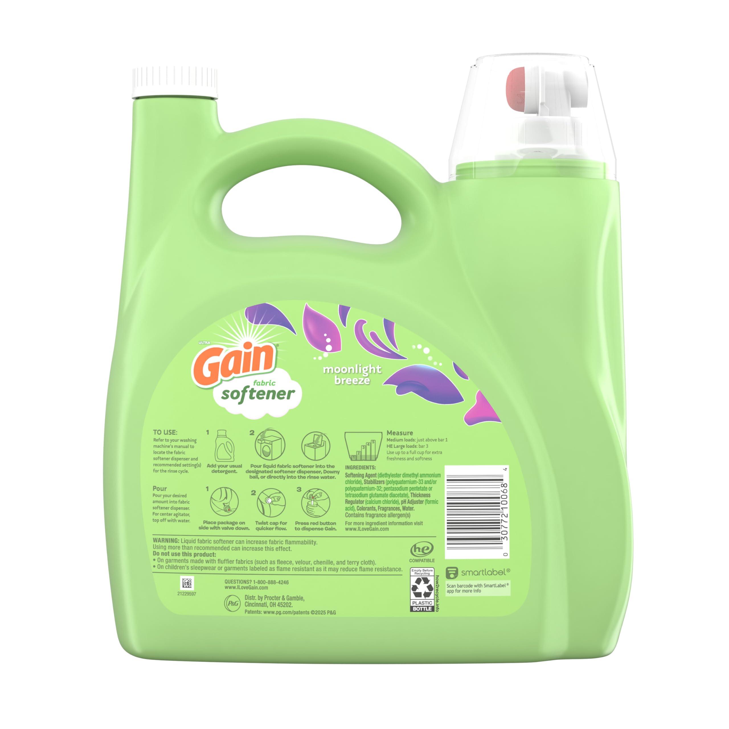 Gain Gain Liquid Fabric Conditioner, Moonlight Breeze Fabric Softener, 190 loads, 140 fl oz