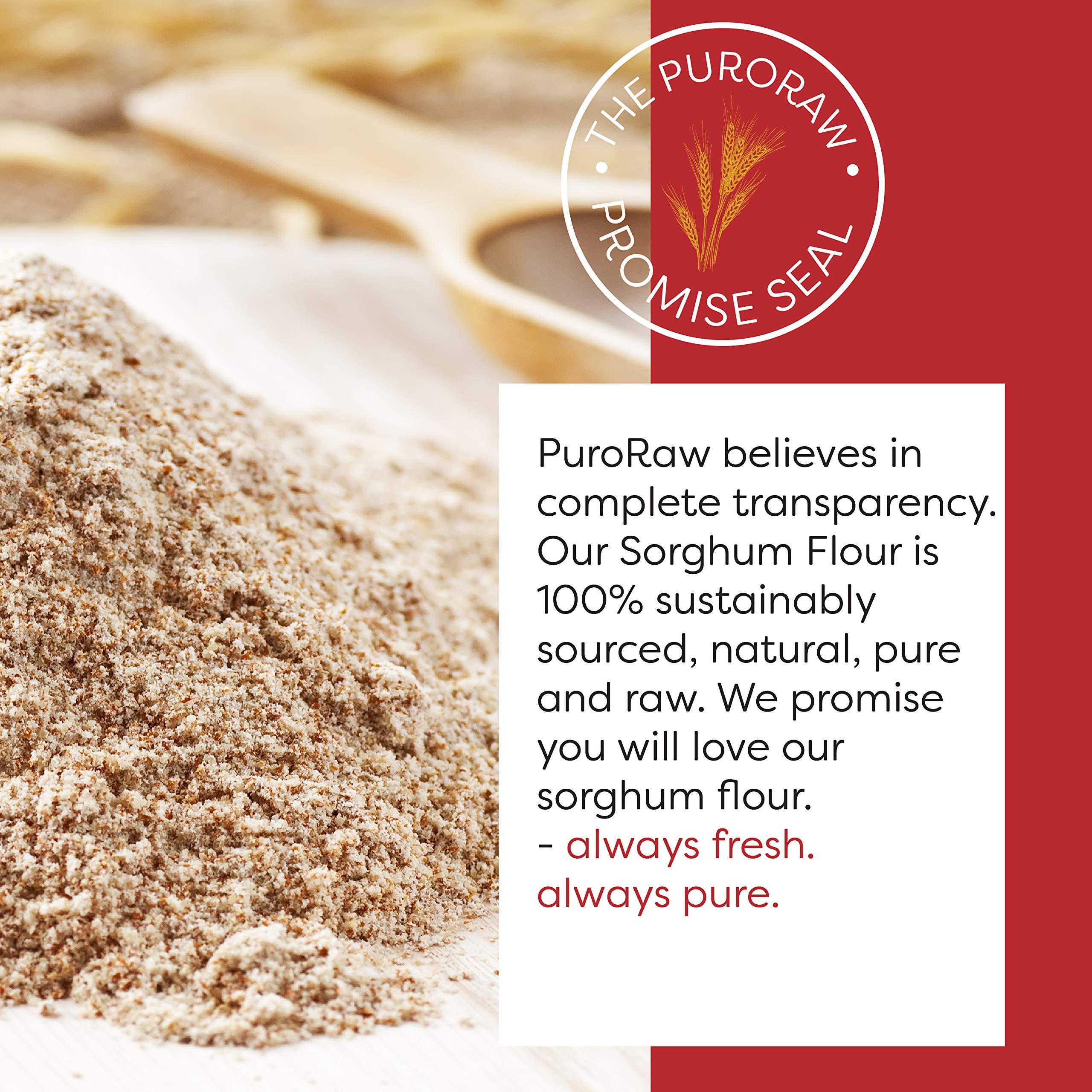 PuroRaw Sorghum Flour, 2lbs, Gluten Free flour, Jowar Flour, Sweet White Sorghum Flour Gluten Free, Sweet Sorghum Flour, Whole Grain, All Natural, Batch Tested, Non-GMO, 2 pounds, By PuroRaw.