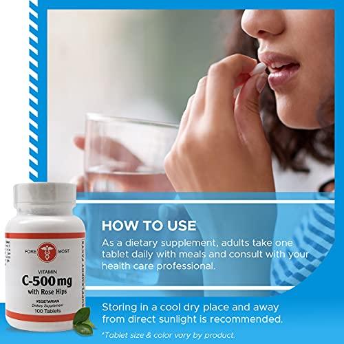 Holistic Health Holistic Health Vitamin C 500mg with Rose Hips Tablet, Vitamin C Supplement to Boost Immunity and Help Balance Blood Pressure, Vitamin C Vegetarian Supplement, 100 Tablets