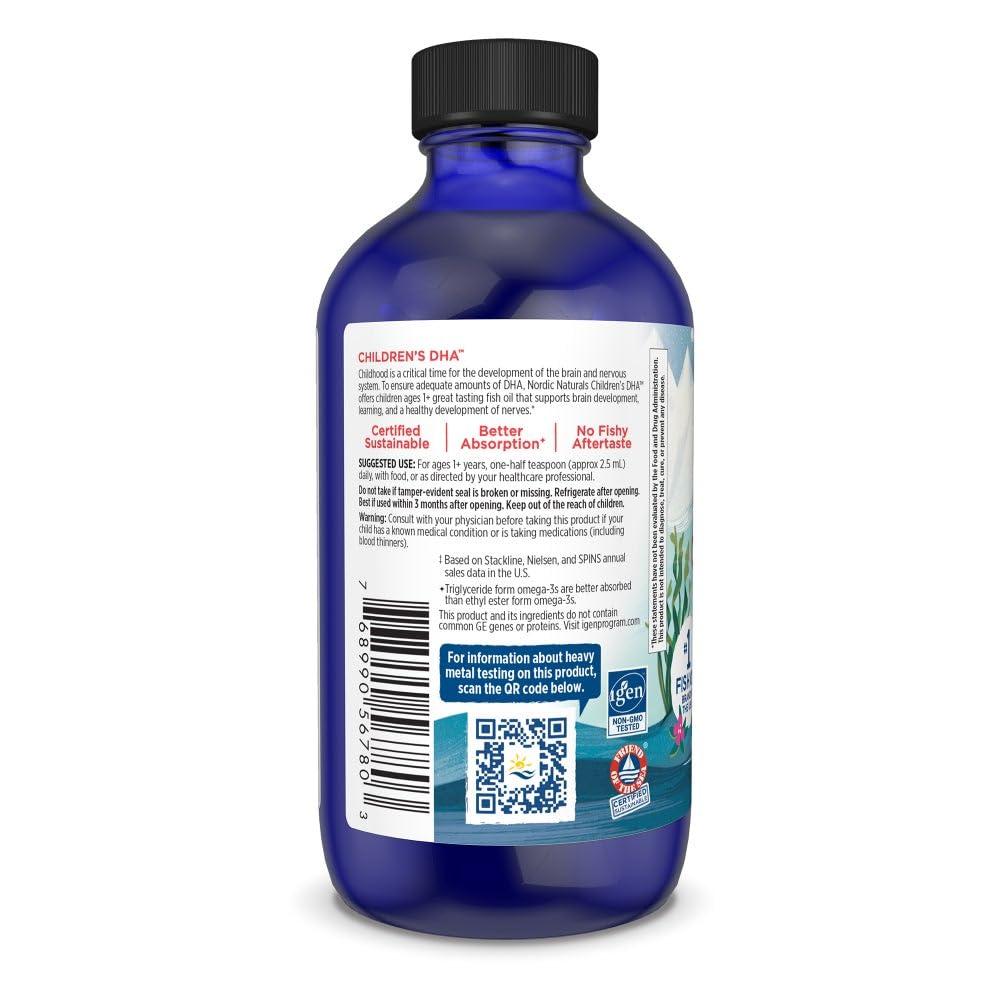 Nordic Naturals Nordic Naturals Childrens DHA, Strawberry - 4 oz for Kids- 530 mg Omega-3 with EPA & DHA - Brain Development & Function - Non-GMO - 48 Servings