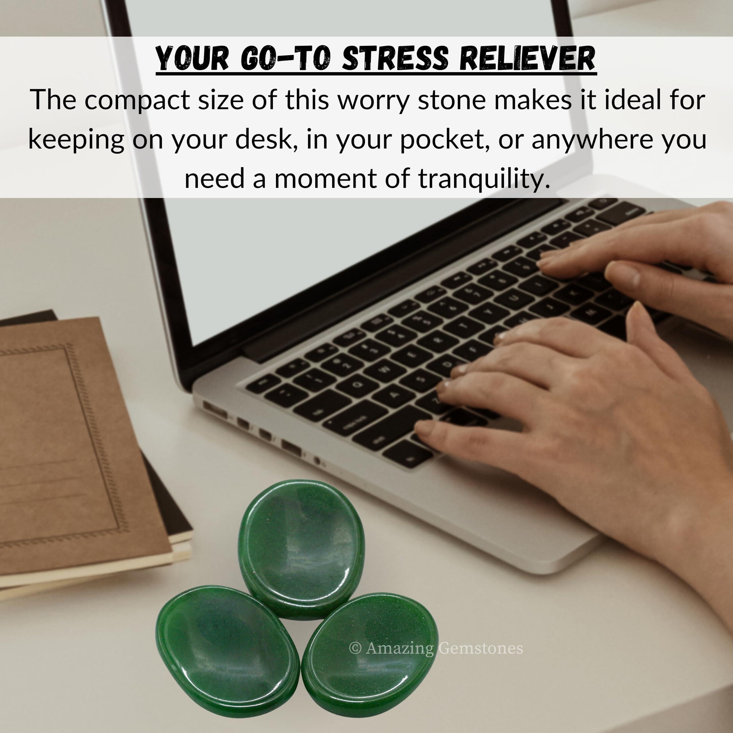 Amazing Gemstone Green Jade Aventurine Worry Stone Crystals and Healing Stones - Worry Stones for Stress Relief Gifts - Piedra Crystal Fidget for Meditation - Unique Stocking Stuffers and Birthday Gifts for Women, Men