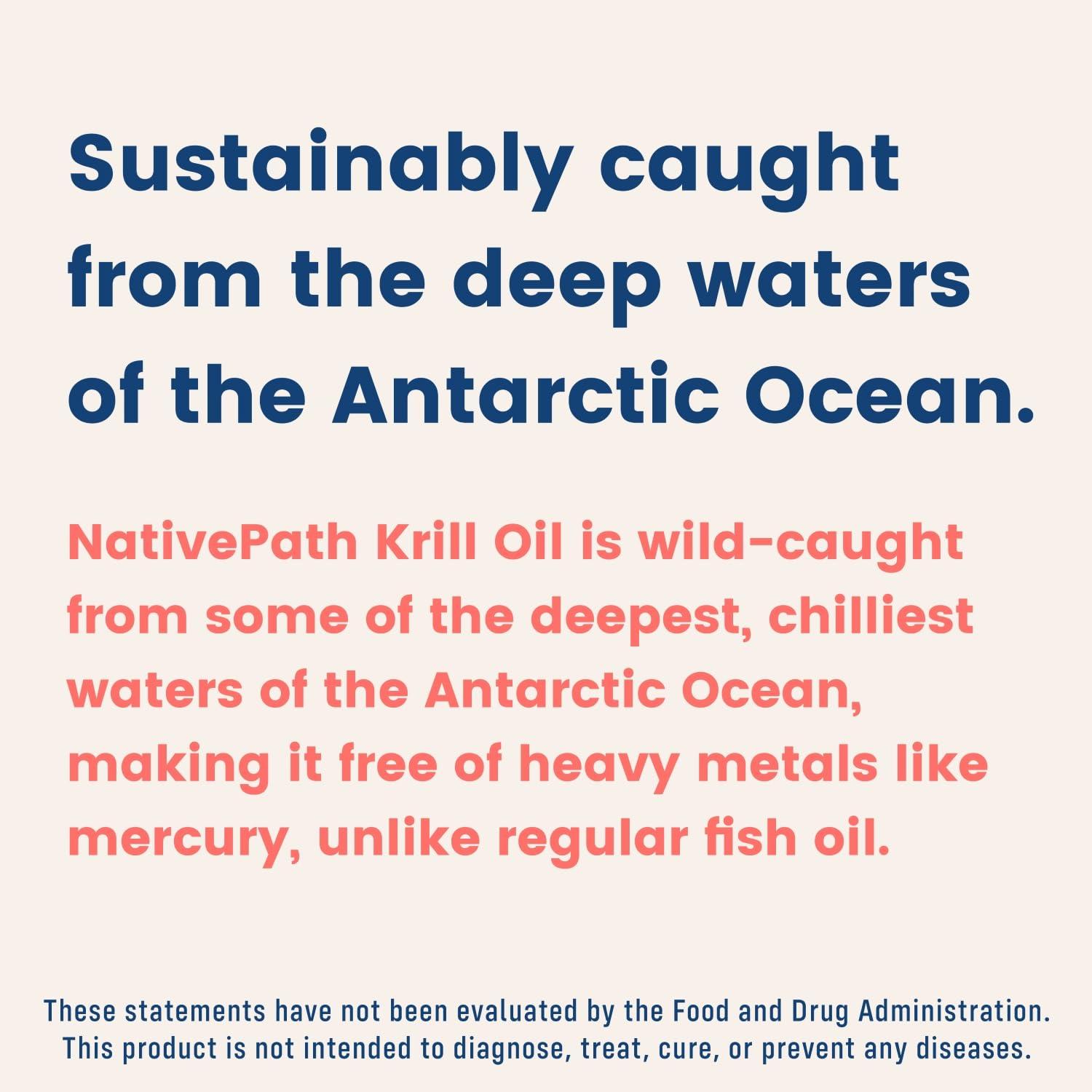 NativePath NativePath: Antarctic Krill Oil - Wild-Caught Krill Omega-3 Fatty Acids with EPA and DHA - 90-Day Supply - Supports Your Joint, Heart, Brain and Immunity - Pure Formula, No Fishy Taste