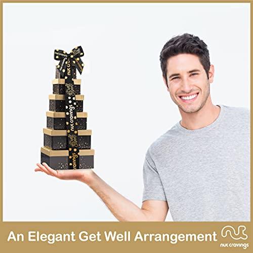 Nut Cravings NUT CRAVINGS Gourmet Collection - Get Well Soon Dried Fruit & Nuts Tower Gift Basket with Get Well Soon Ribbon (12 Assortments) Care Package Variety Tray, Kosher Snack Box