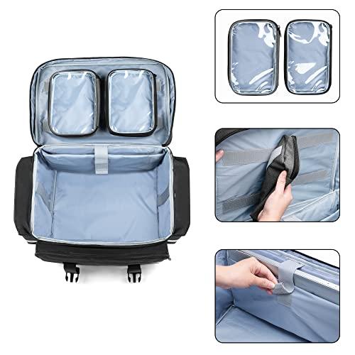 Damero Damero Rolling Medical Bag with Detachable Trolley, Medical Equipment Bag with Removable Pouches and Dividers, First Aid Responder Bag Empty for Home Health Nurses, Doctors, EMT, EMS, Black