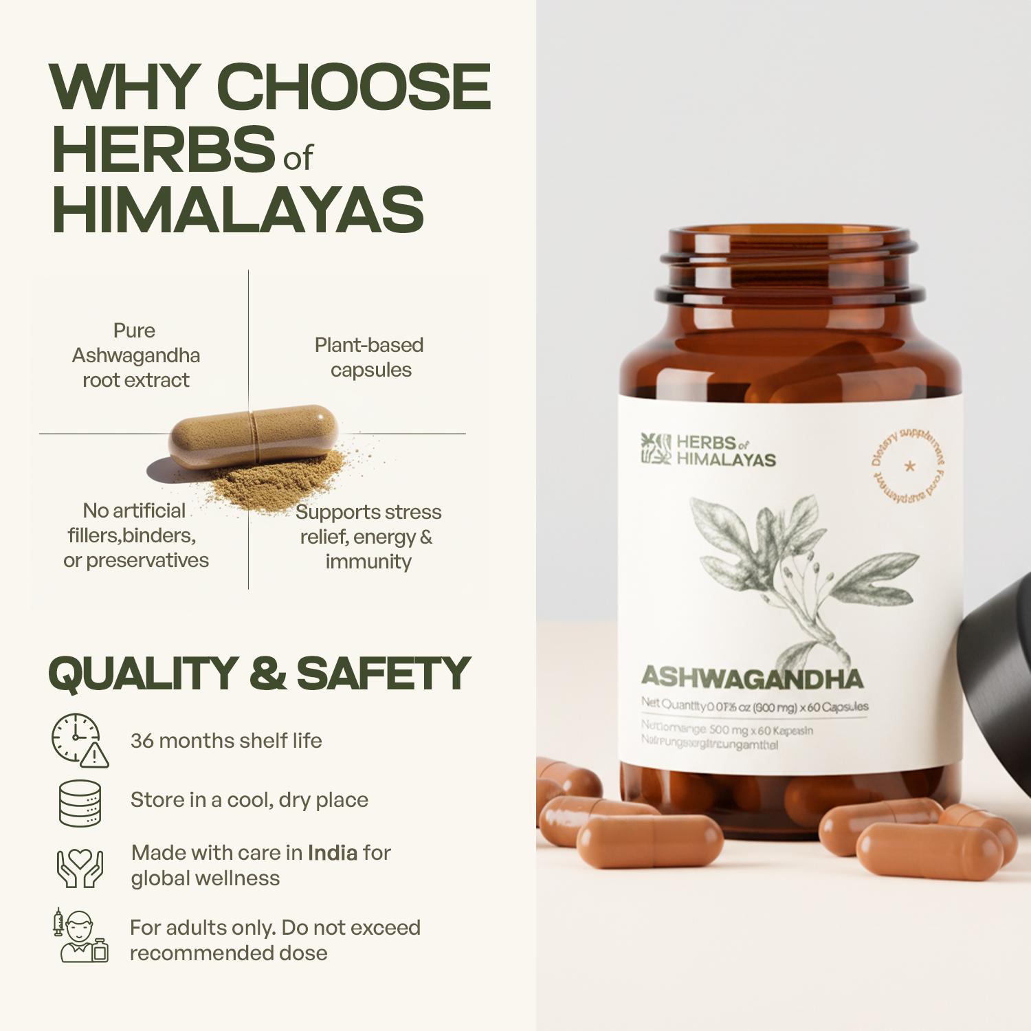 Herbs of Himalayas Herbs of Himalayas Ashwagandha Capsules – Natural Energy (60 Capsules) - Pack of 2