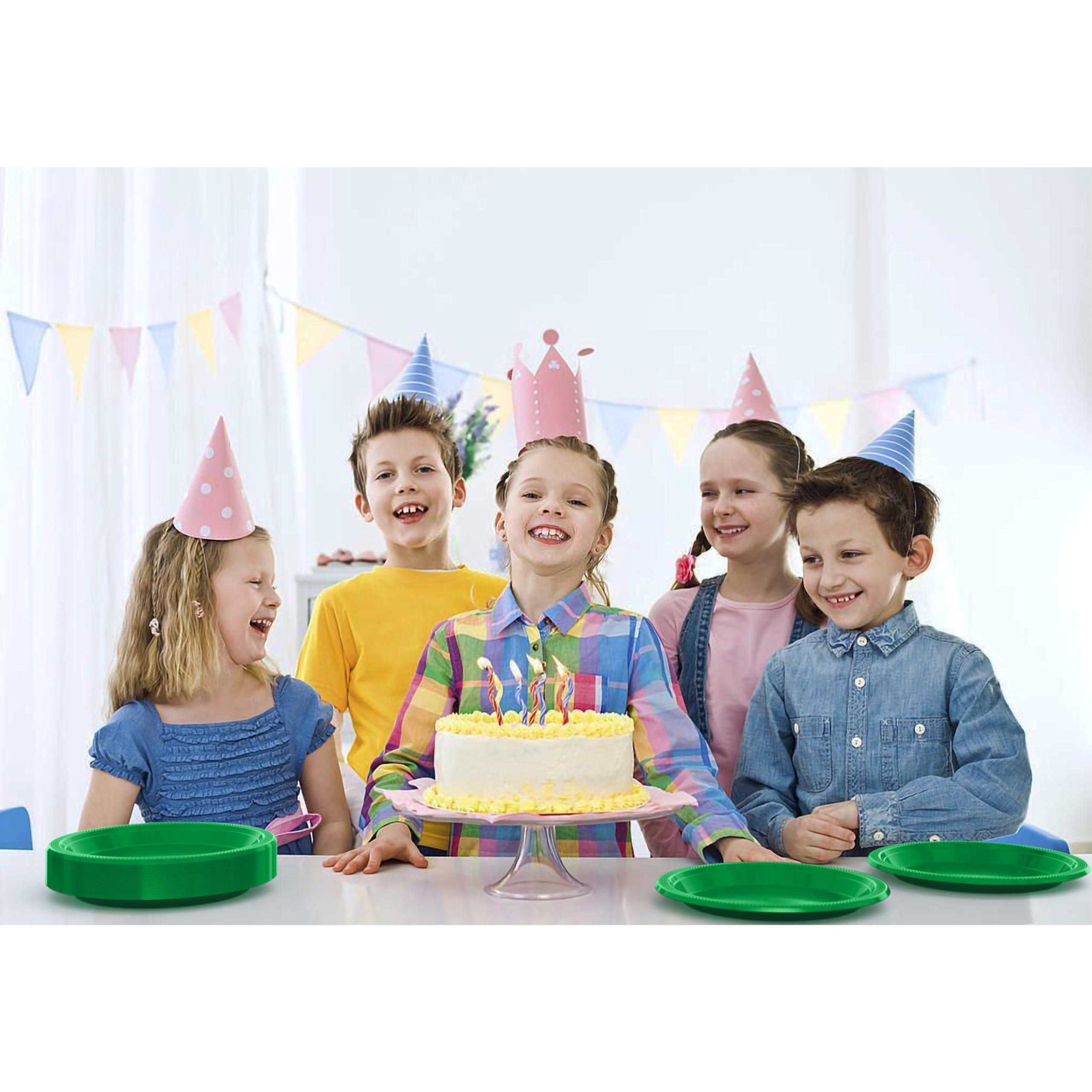 Exquisite Exquisite Green Plastic Plates Disposable 100 Pcs Plastic Plates Set 50-7\" & 50-9\" Green Disposable Plates Plastic Plates For Party Plates Disposable Heavy Duty Green Plates Disposable For Party.