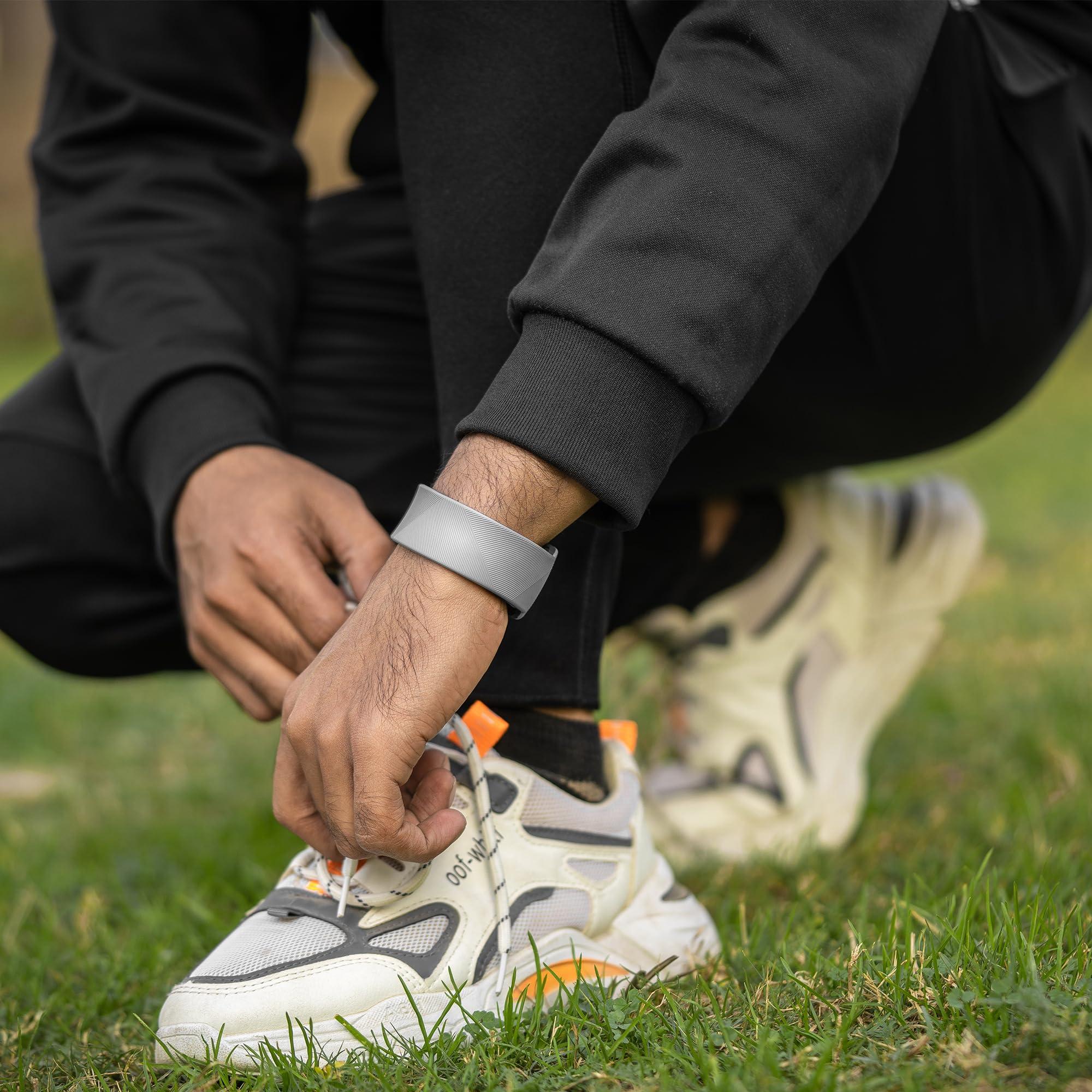 MagnetRX MagnetRX Magnetic Sports Bracelet Waterproof Silicone Bracelet with 32 Magnets Ultra Strength Wide Magnetic Bracelets for Men & Women (Grey | X-Large Size)