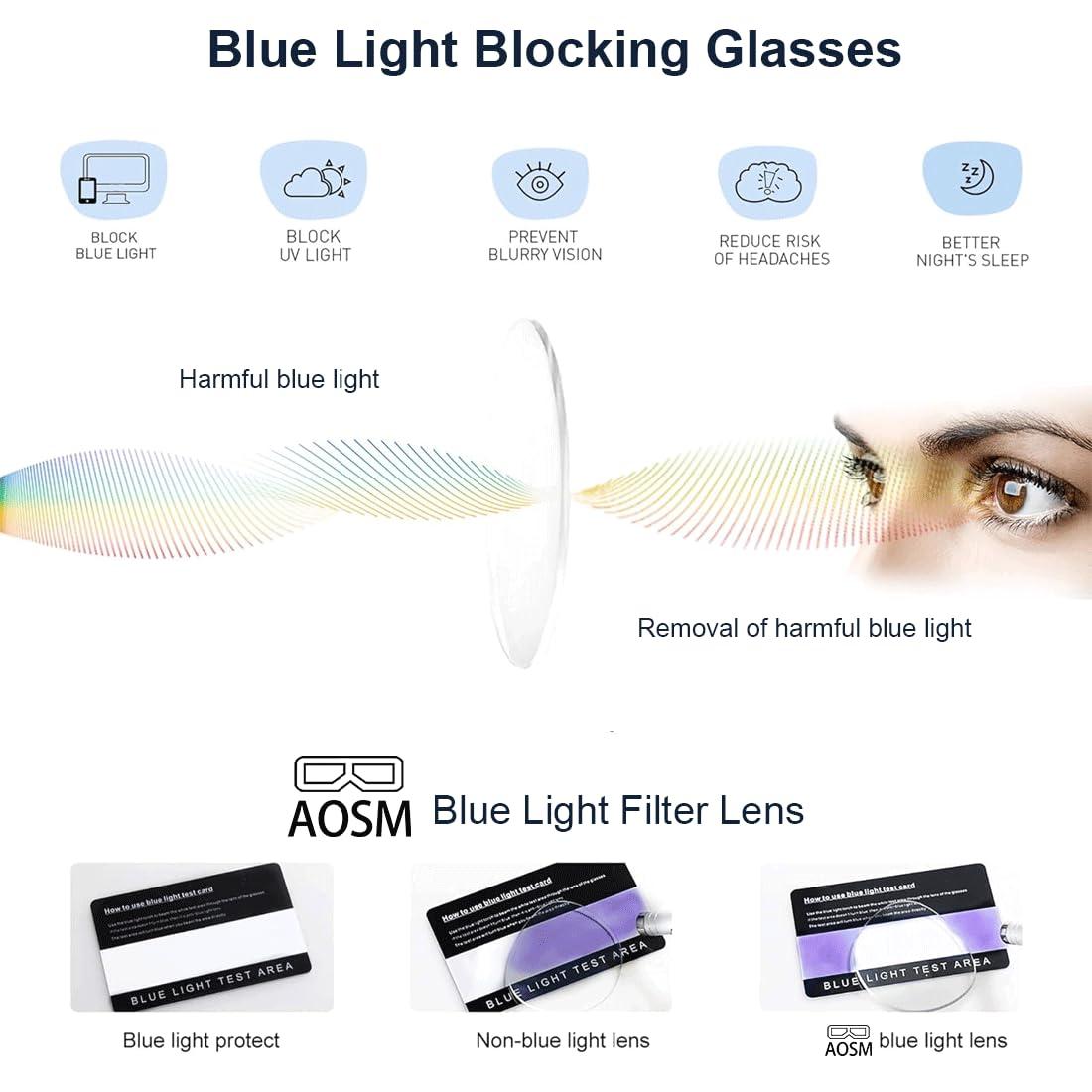AOSM AOSM Blue Light Blocking Glasses, Blue Blocker Computer Glasses for Men Women, Anti Glare 400 UV & Eye Strain Fake Square Glasses