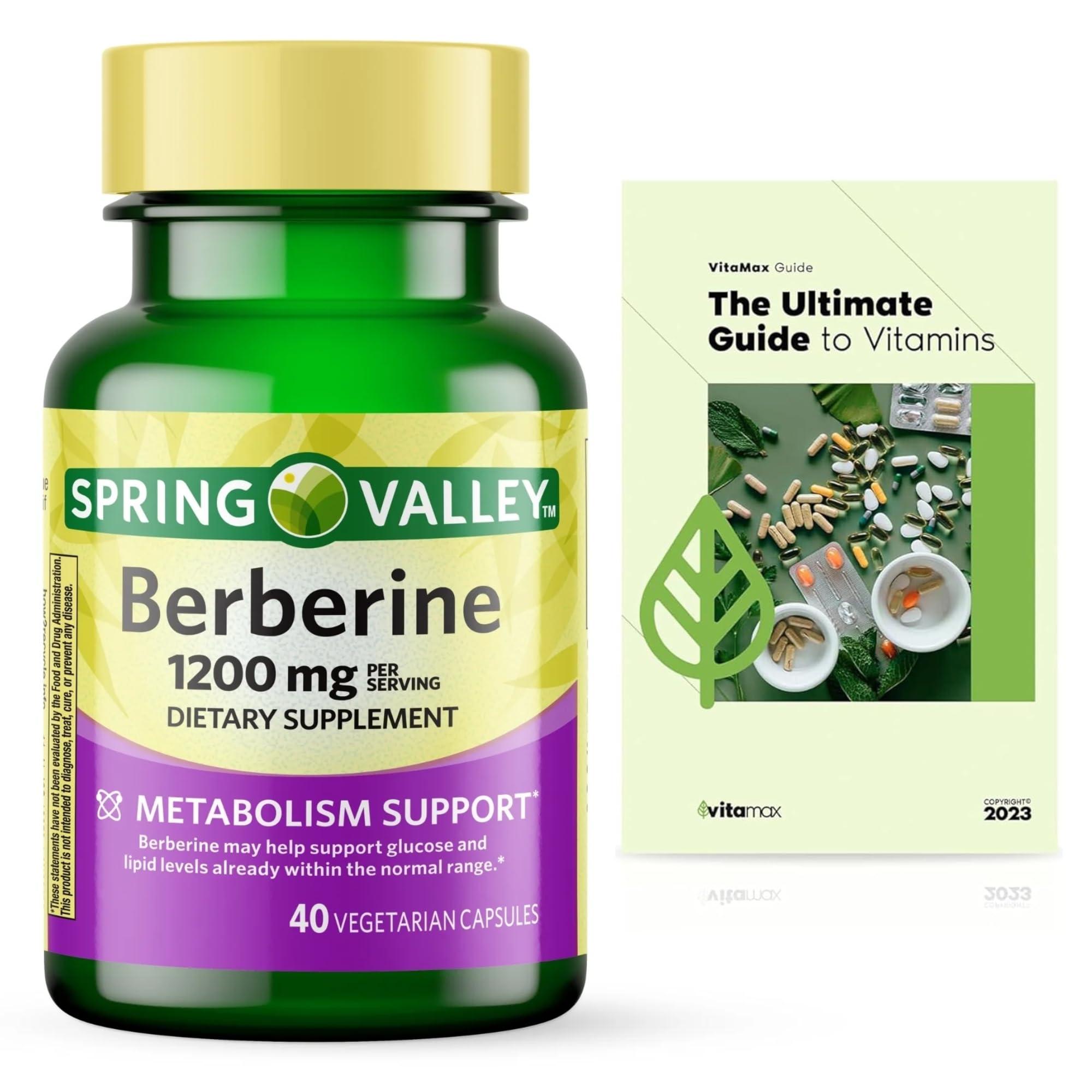 Generic Spring Valley Berberine Dietary Supplement - Metabolism Support - 1200mg Capsules, 40ct