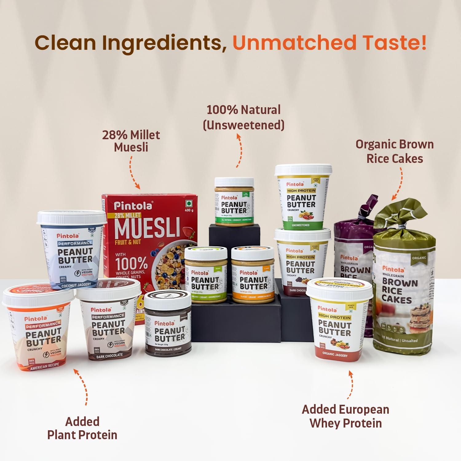 Pintola Pintola HIGH Protein Peanut Butter (Dark Chocolate) (Crunchy, 510g) | 30% Protein | High Fibre | NO Salt