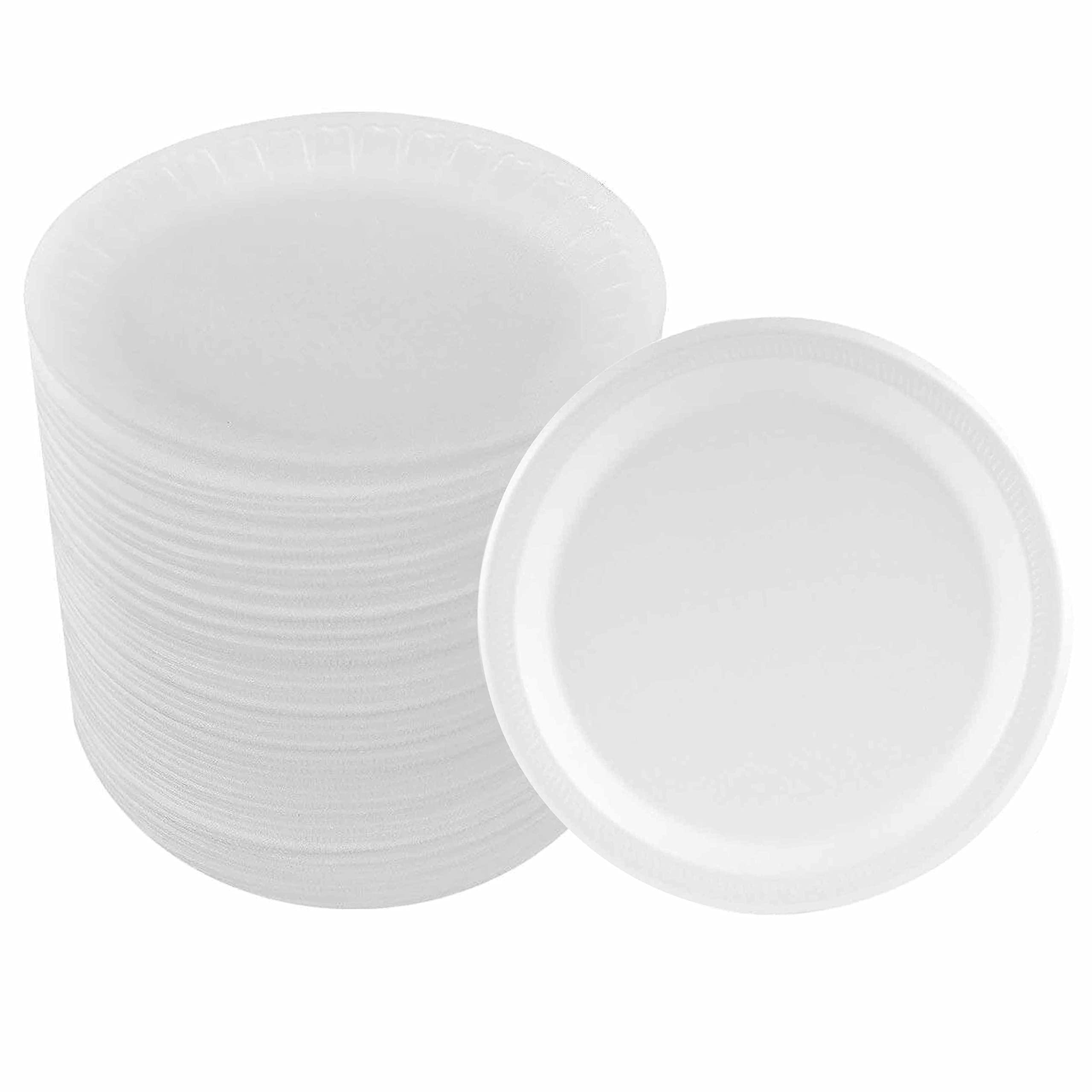 GENERIC 50 Pack Premium Foam Plastic Plates 6 Inch Party White Soak Proof Heavy Duty 6\"