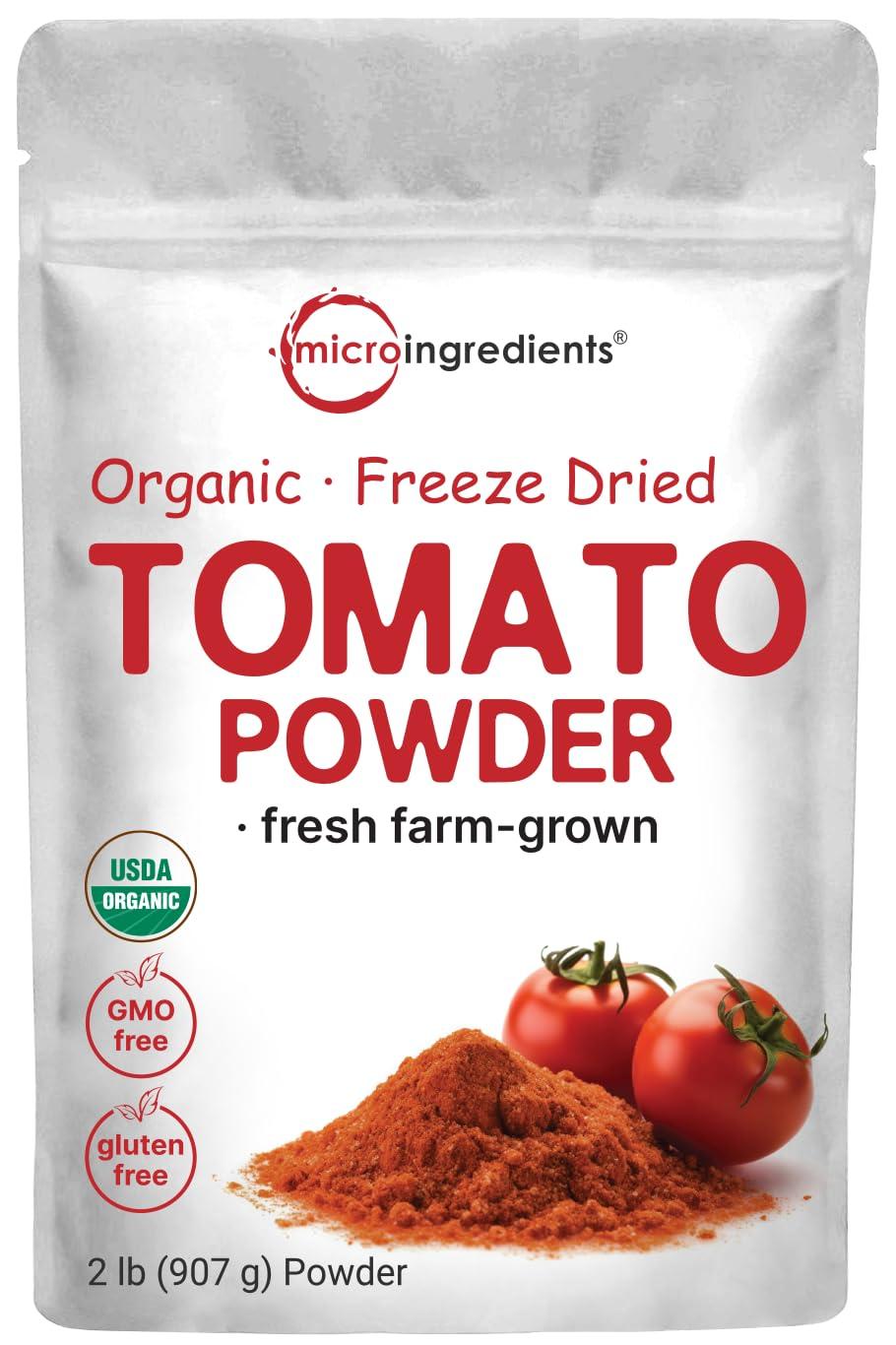 Micro Ingredients Organic Tomato Powder, 2lbs | Fresh Freeze-Dried Farm Grown Tomatoes Source | Raw Savory Flavor | Great for Cooking or Baking | Non-GMO, Vegan Friendly, Gluten Free, Bulk Size