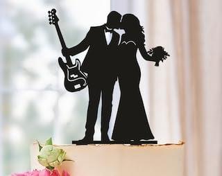 snzazhe Guitarist Wedding Cake Topper, Musician Cake Topper, Guitar Player Cake Topper, Music Cake Topper, Bass guitar cake topper, Guitarist Party Supplies, the Best Souvenirs for Family and Friends.