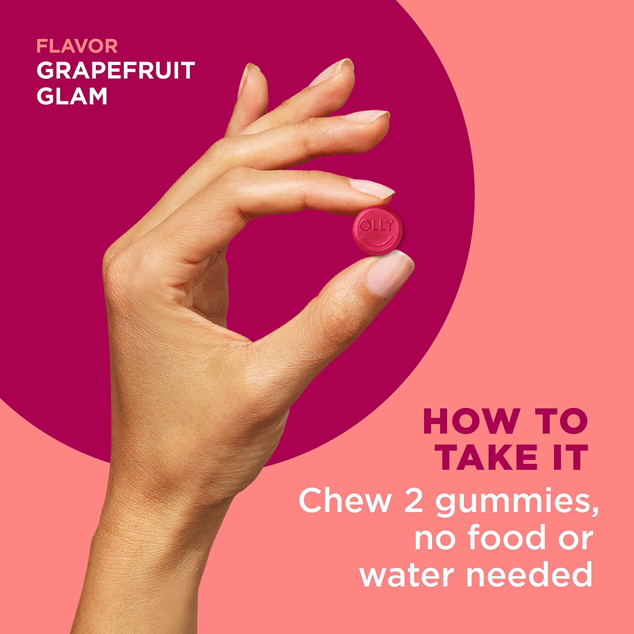 OLLY OLLY Undeniable Beauty Gummy, for Hair, Skin, Nails, Biotin, Vitamin C, Keratin, Chewable Supplement, Grapefruit, 30 Day Supply - 120 Count