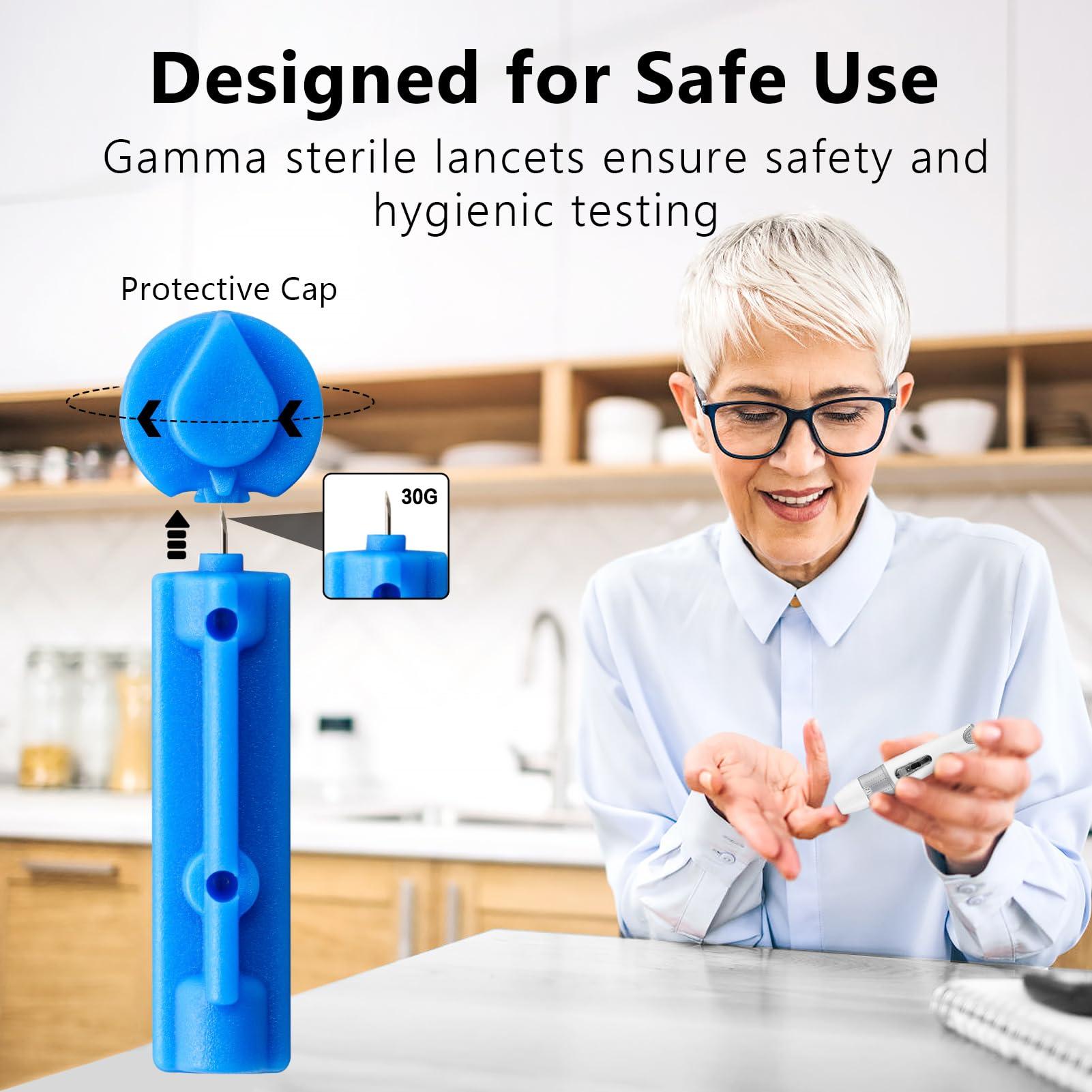 CARELIVING CareLiving Lancets for Diabetes Testing - 30 Gauge Diabetic Lancets for Blood Testing and Glucose Testing - Fits Most Lancing Devices - 310 Count (Blue)