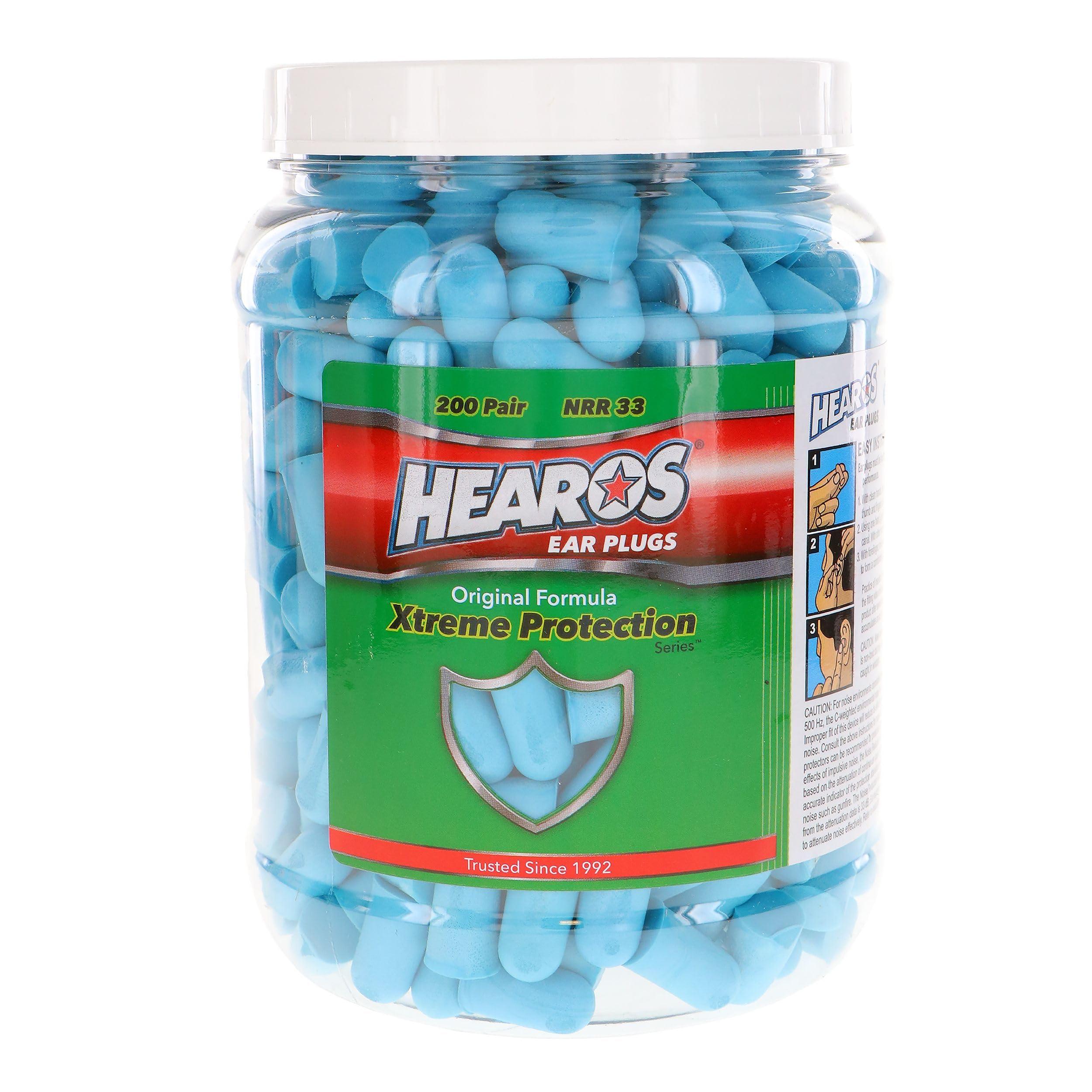 Hearos HEAROS Xtreme Protection Foam Ear Plugs, 33dB NRR 33, 200 Pairs (Blue)
