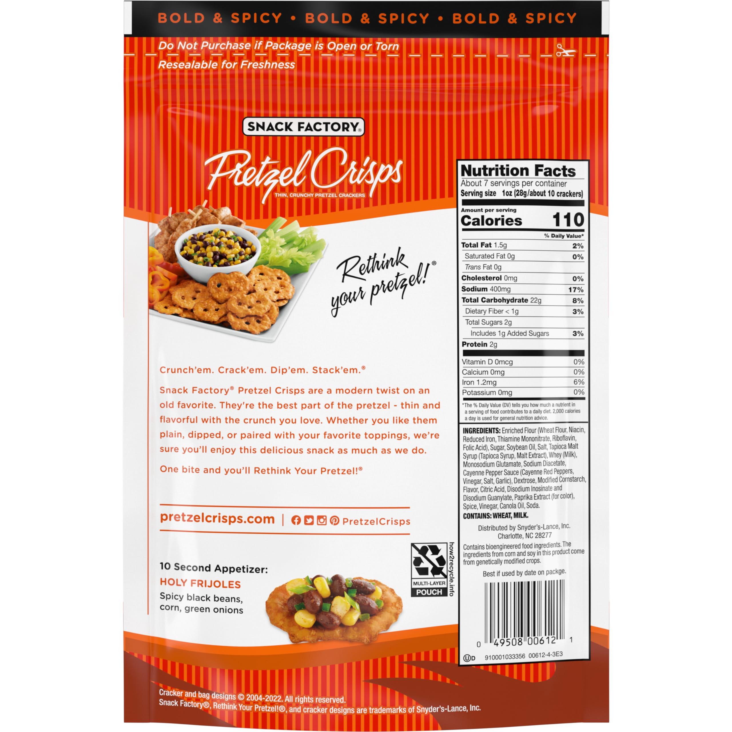 Snack Factory Snack Factory Buffalo Wing Pretzel Crisps, Non-GMO, 7.2 OZ Resealable Bag