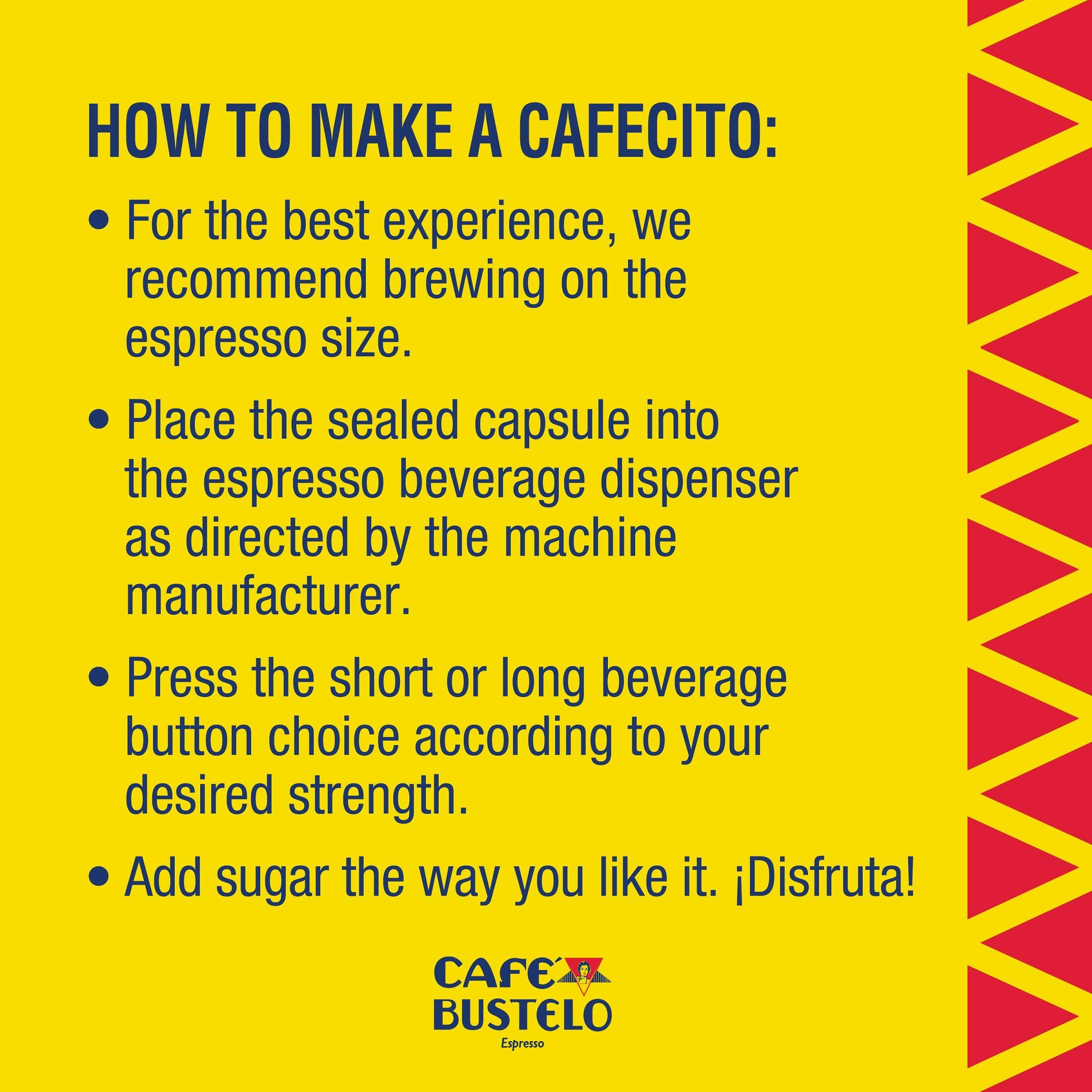 CAFÉ BUSTELO Café Bustelo Espresso Dark Roast Coffee, 10 Count Capsules for Espresso Machines, 11 Intensity (Packaging May Vary)