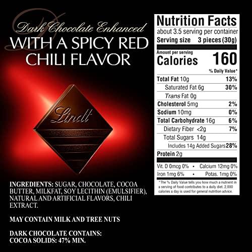 Lindt Lindt EXCELLENCE Chili Dark Chocolate Candy Bar, Dark Chocolate Infused with Spicy Red Chili, 3.5 oz.