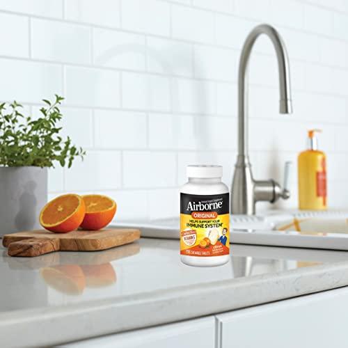 Airborne Airborne 1000mg Vitamin C Chewable Tablets with Zinc, Immune Support Supplement with Powerful Antioxidants Vitamins A C & E - (116 count bottle), Citrus Flavor, Gluten-Free