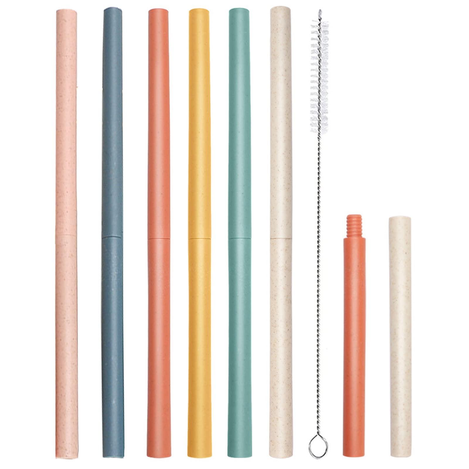 Meboltpan Reusable Straws, 6PCS Plastic Straws Bulk Detachable Plastic Drinking Straw Multicolor Thick Plastic Straws with Straw Brush