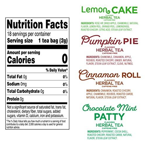Red Rose Red Rose Sweet Temptations Dessert Tea Variety Pack Fall Flavors, Zero Sugar, Caffeine-Free Flavored Delicious Beverage Herbal Tea, 18 Count Pack of 4 Fruit Naturally Flavored Black Tea