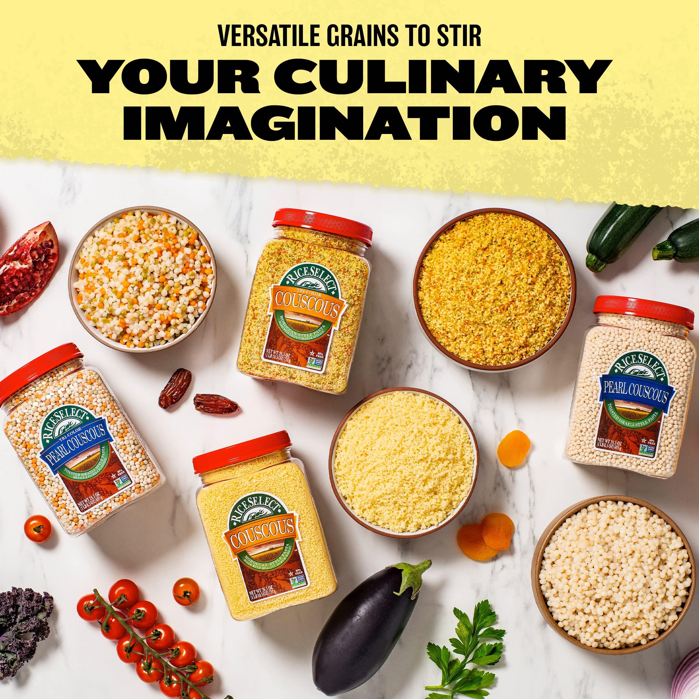 RiceSelect RiceSelect Pearl Couscous, Israeli-Style Wheat Couscous Pasta, Non-GMO, 24.5-Ounce Jar, (Pack of 2)