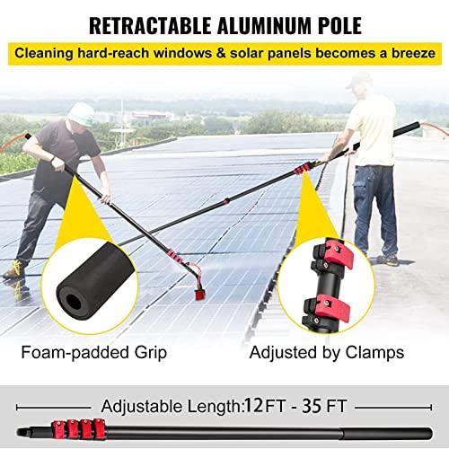 SHENUZ Water Fed Pole for Window & Solar Panel Telescopic Extension Pole Window Cleaning Kit with 4-Hole Water Fed Brush,29FT/9M
