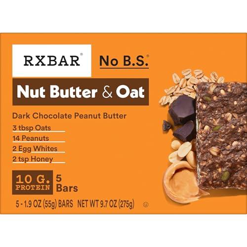 RXBAR RXBAR Nut Butter and Oat Protein Bars, Protein Snacks, Snack Bars, Dark Chocolate Peanut Butter, 9.7oz Box (5 Bars)