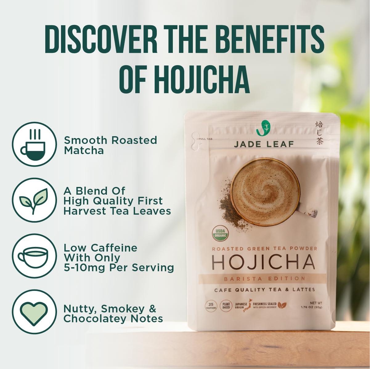 Jade Leaf Matcha Jade Leaf Matcha Organic Japanese Hojicha, Roasted Matcha Green Tea Powder - Barista Edition - Authentic Japanese Origin (1.76 Ounce Pouch)