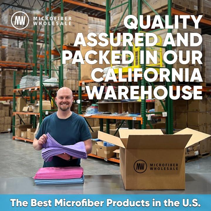 Microfiber Wholesale MW Pro Multi-Surface Microfiber Towel 12 Pack | Premium Cleaning Cloth | Clean, Buff, Dust, Polish, Absorb | Large 16\"x16\" (Dark Blue)