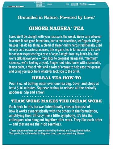 Earth Mama Earth Mama Organic Ginger Nausea Tea | Comforts Occasional Nausea + Morning Sickness, 16 Teabags Per Box