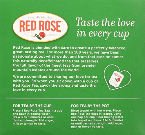 Red Rose Red RoseTea Bags Naturally Decaffeinated Premium Blended, 48 ct