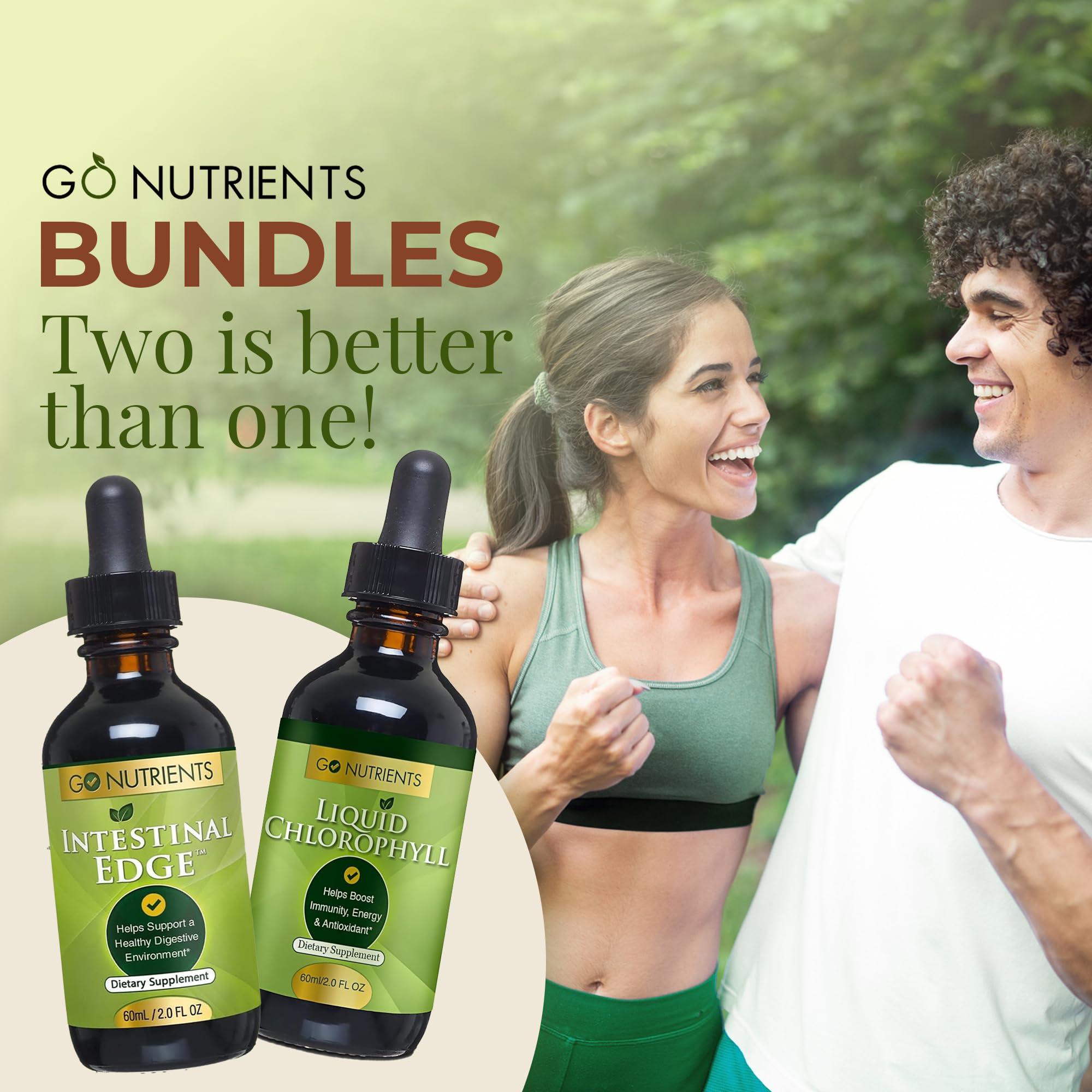 Go Nutrients Go Nutrients Intestinal Edge + Liquid Drops Supplement Chlorophyll - Effective Detox, Cleanse & Energy Combo | No GMOs | No Preservatives