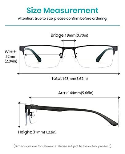 Cyxus Cyxus Blue Light Blocking Computer Glasses for Men Semi Rim Glasses Crystal Lens UV Blocking Gaming Eyeglasses Black Frame