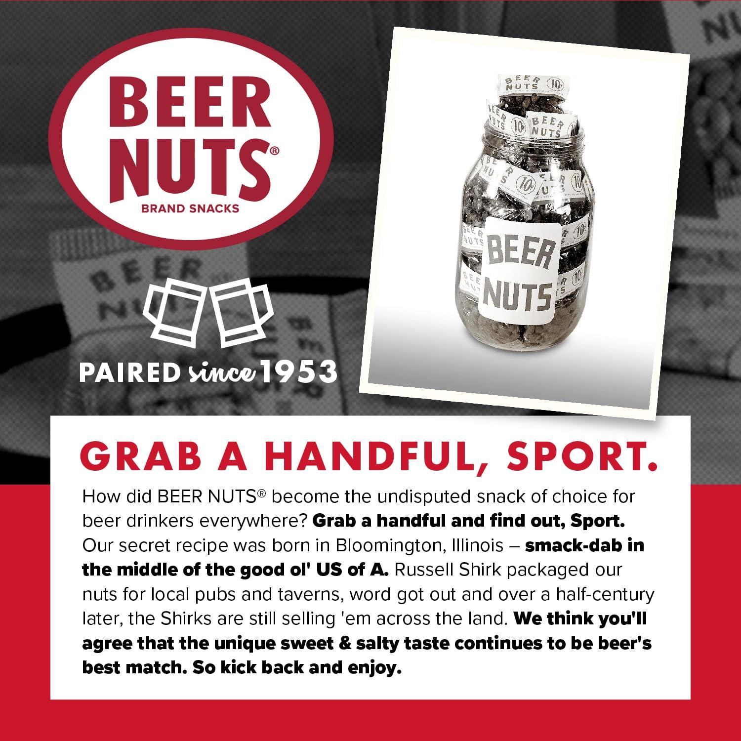 BEER NUTS Beer Nuts Brand Snacks, Original Nutcase, Perfect for Gifting, Original Peanuts, Original Bar Mix, Cashews, Almonds, Sweet & Spicy Bar Mix, Resealable Cans, Snackin\' Since 1953 (Pack of 4)